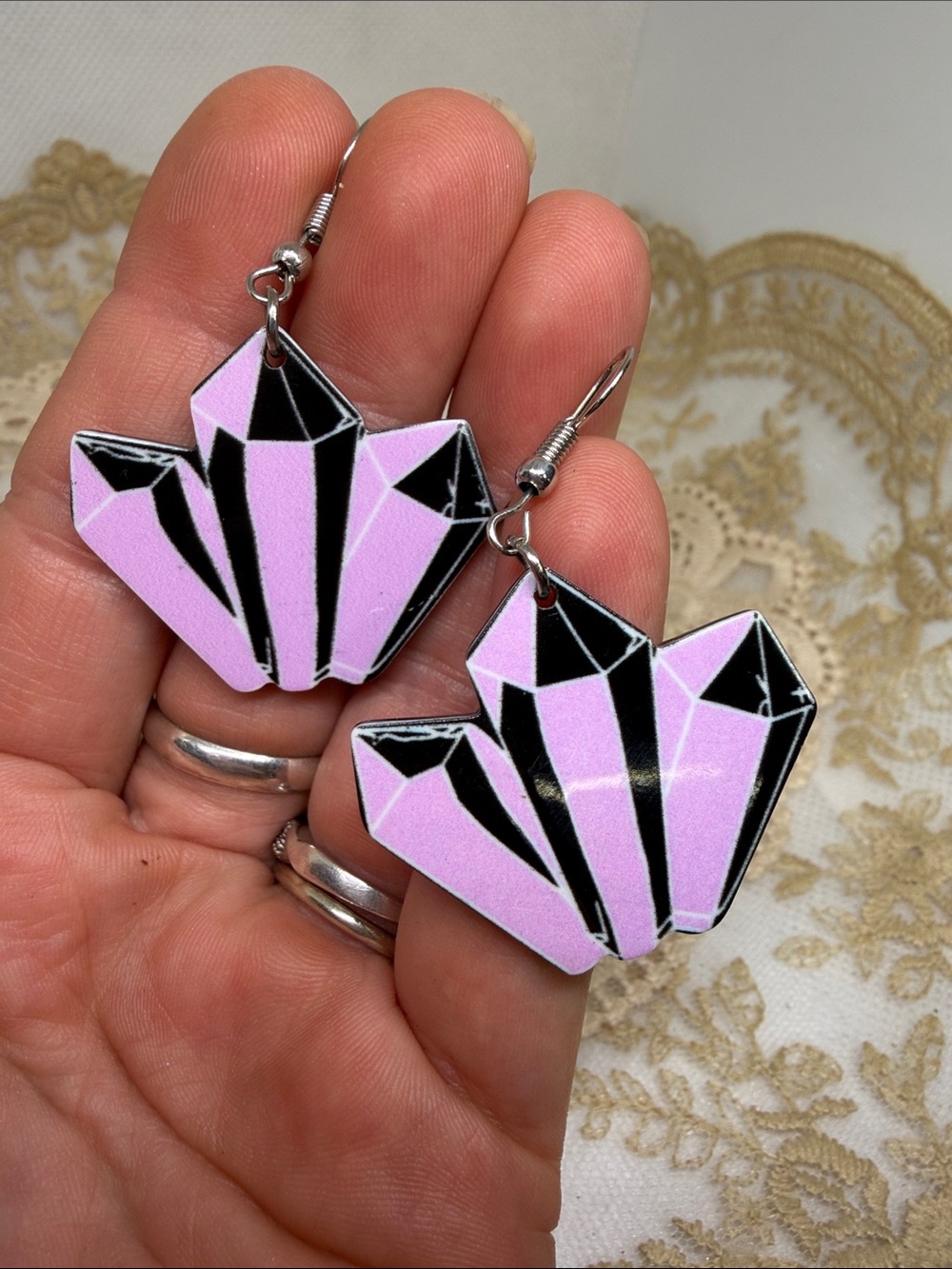 Vintage Y2K Hot Topic Crystal Graphic Earrings Mall Goth Dopamine Dressing